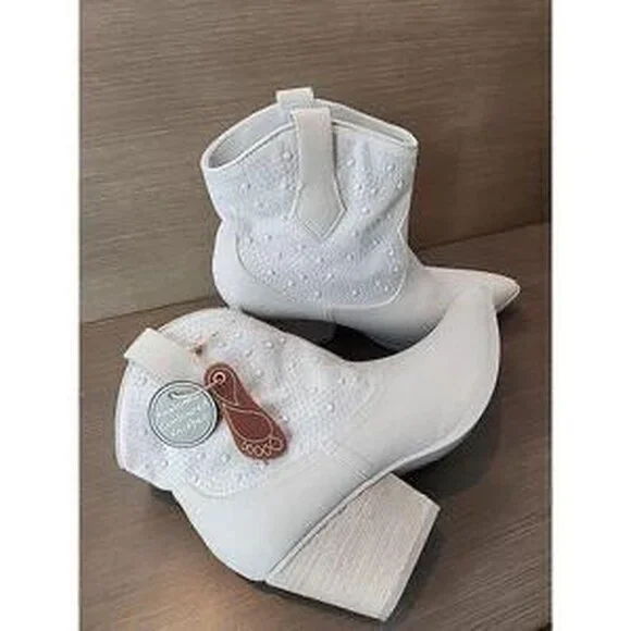 New With Tags White grey MIA studded western pull up ankle cowboy boots size 6.5 - Picture 9 of 9